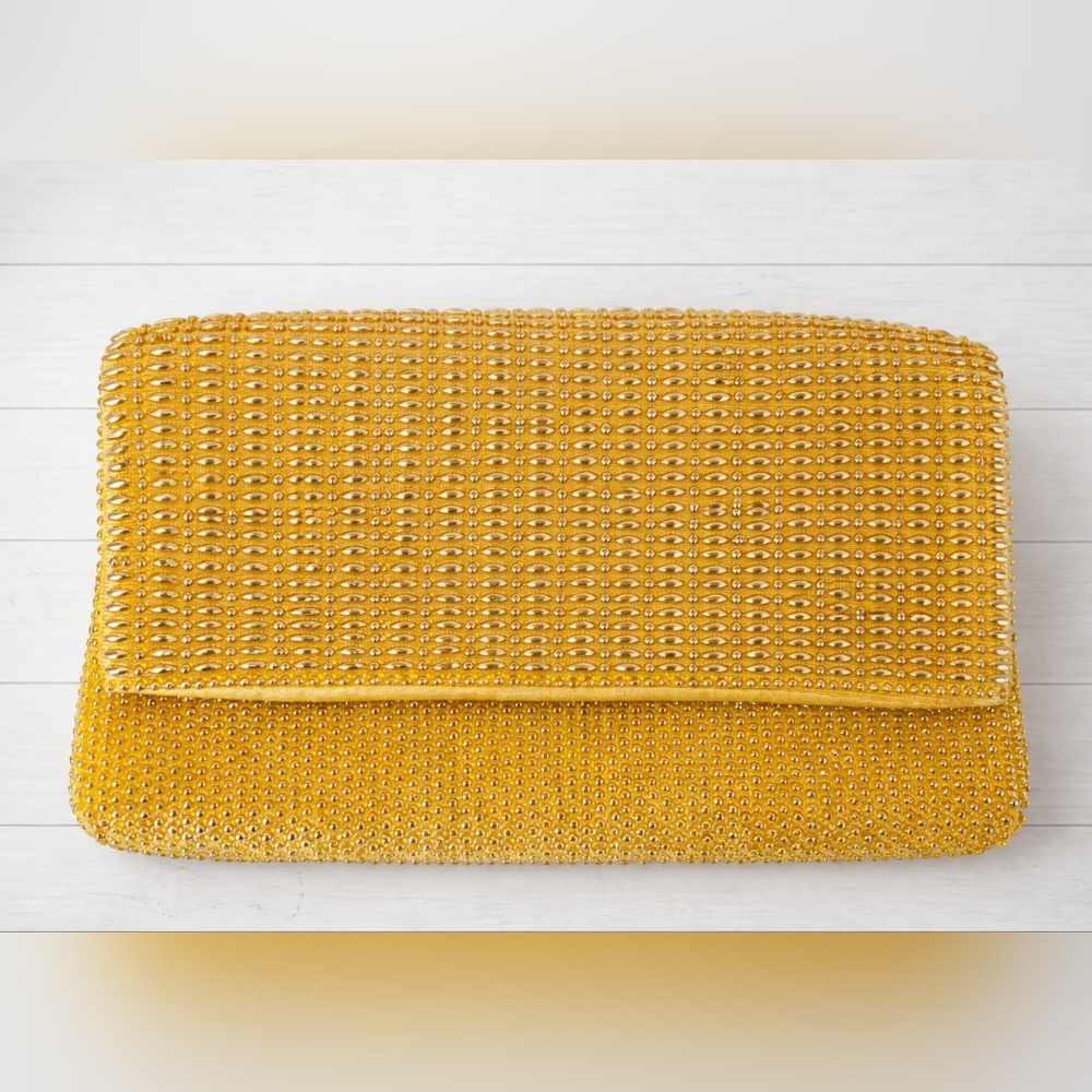 Vintage Golden Yellow Beaded Clutch